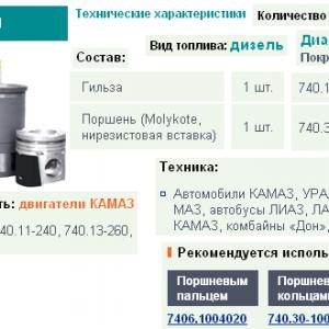 Комплект поршневой (гильза, поршень) КАМАЗ 740.30-1000101